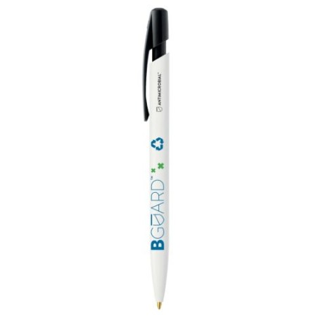 Stylo bille personnalisé antimicrobien  BIC® Media Clic BGUARD™ Matières : plastique Couleurs : blanc impression haute définitio