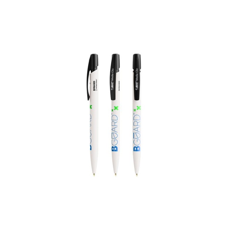 Stylo Antibactérien Éco-responsable Personnalisé BIC® Media Clic BIO Based BGUARD™ Matières : plastique Couleurs : blanc