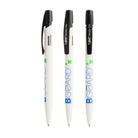 Stylo Antibactérien Éco-responsable Personnalisé BIC® Media Clic BIO Based BGUARD™ Matières : plastique Couleurs : blanc