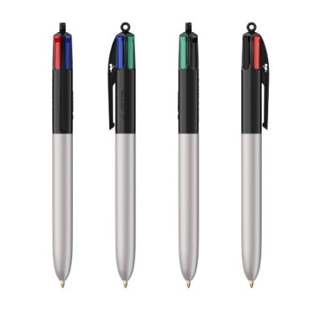Stylo Bille Personnalisé 4 Couleurs Glacé Fiable pas cher BIC® Round Stic® BGUARD™ Matières : plastique Couleurs : noir personna