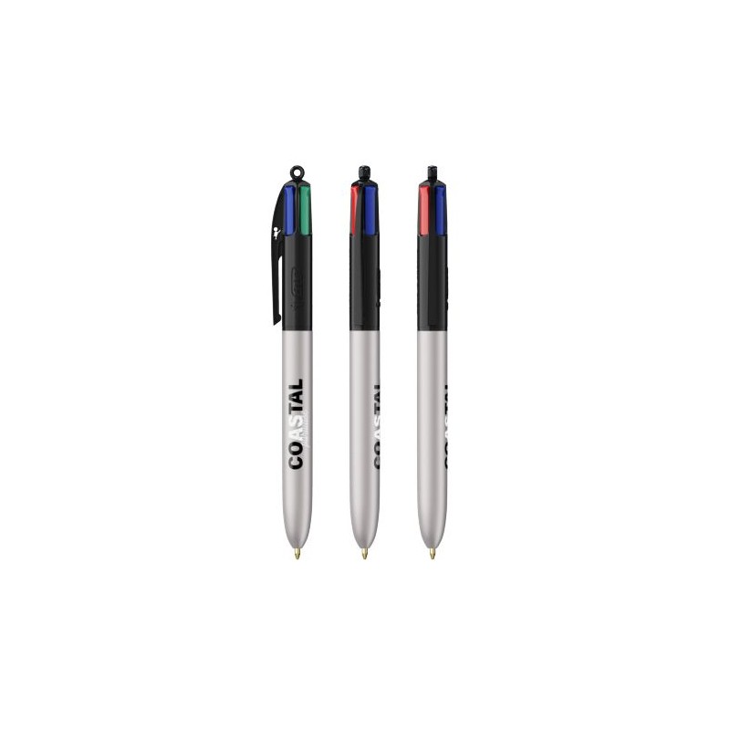 Stylo Bille Personnalisé 4 Couleurs Glacé Fiable pas cher BIC® Round Stic® BGUARD™ Matières : plastique Couleurs : noir cadeau a