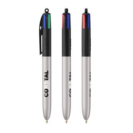 Stylo Bille Personnalisé 4 Couleurs Glacé Fiable pas cher BIC® Round Stic® BGUARD™ Matières : plastique Couleurs : noir cadeau a