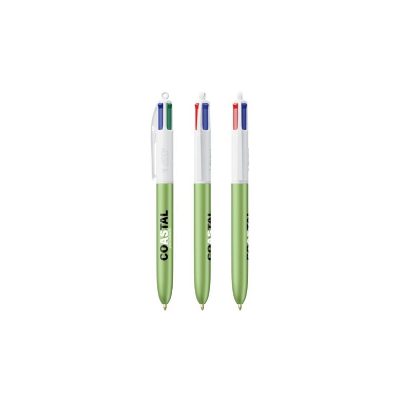 Stylo Bille Personnalisé 4 Couleurs Glacé Fiable pas cher BIC® Round Stic® BGUARD™ Matières : plastique Couleurs : blanc marquag