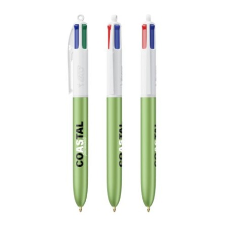 Stylo Bille Personnalisé 4 Couleurs Glacé Fiable pas cher BIC® Round Stic® BGUARD™ Matières : plastique Couleurs : blanc marquag