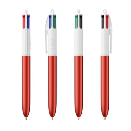Stylo Bille Personnalisé 4 Couleurs Glacé Fiable pas cher BIC® Round Stic® BGUARD™ Matières : plastique Couleurs : blanc marquag