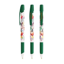 Stylo Bille Éco-responsable Personnalisé Media Clic Grip - BIC® Couleurs : blanc