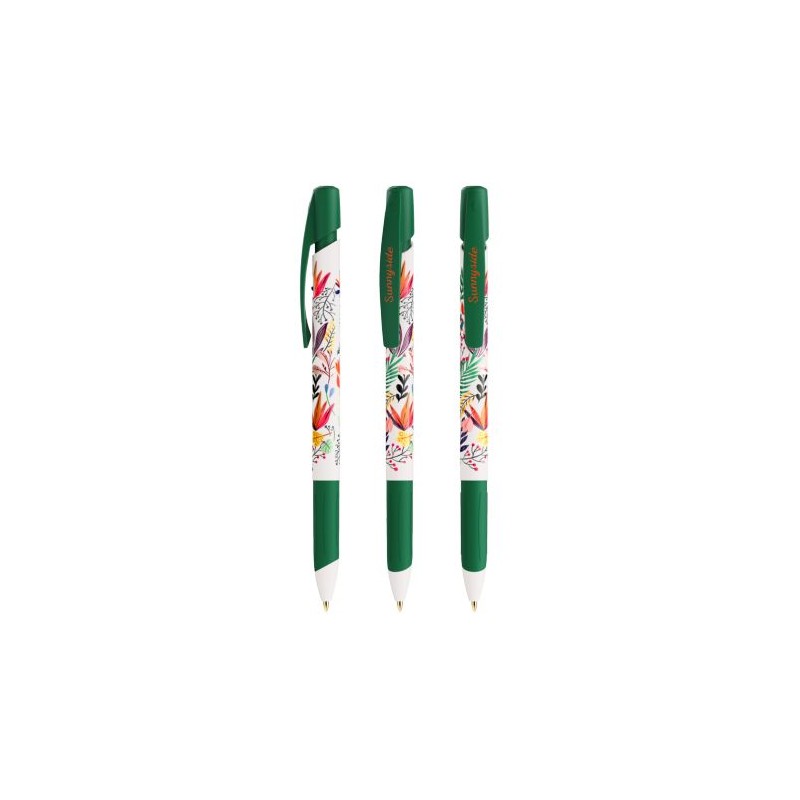 Stylo Bille Éco-responsable Personnalisé Media Clic Grip - BIC® Couleurs : blanc