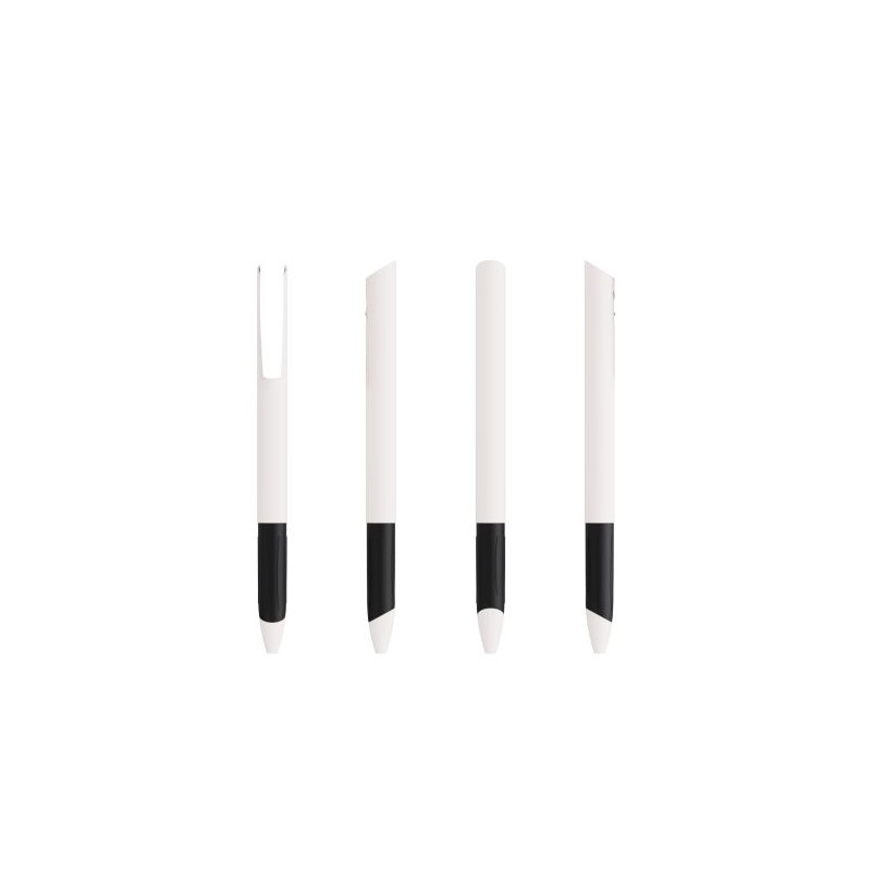 Stylo Bille Éco-responsable Personnalisé Media Clic Grip - BIC® Couleurs : blanc impression haute définition