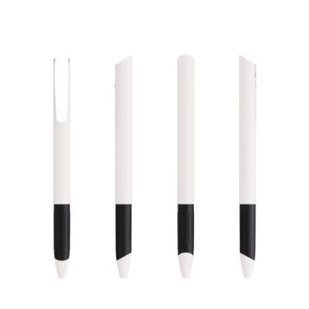 Stylo Bille Éco-responsable Personnalisé Media Clic Grip - BIC® Couleurs : blanc impression haute définition