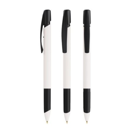 Stylo Bille Éco-responsable Personnalisé Media Clic Grip - BIC® Couleurs : blanc goodies entreprise design