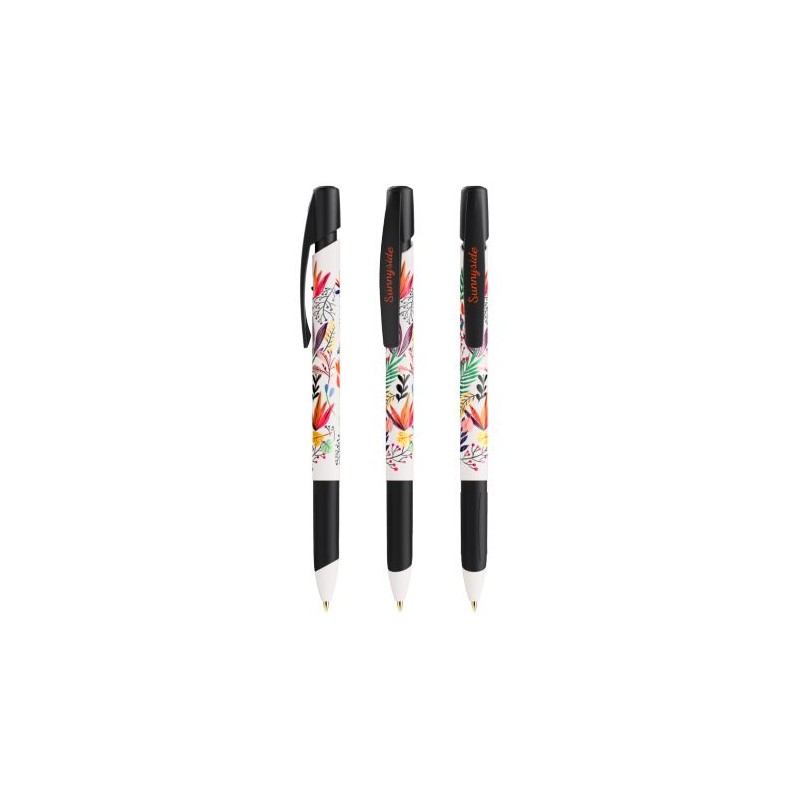 Stylo Bille Éco-responsable Personnalisé Media Clic Grip - BIC® Couleurs : blanc cadeau client original