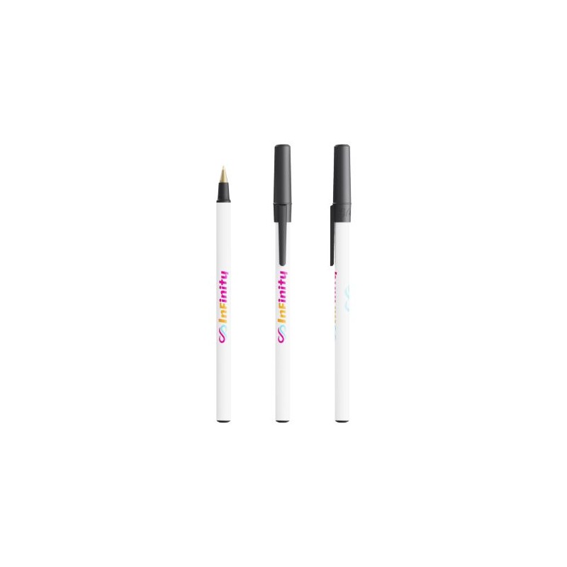 Stylo Bille Éco-responsable Personnalisé Round Stic® BIC® Couleurs : blanc goodies publicitaire événementiel
