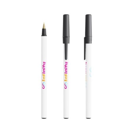 Stylo Bille Éco-responsable Personnalisé Round Stic® BIC® Couleurs : blanc goodies publicitaire événementiel