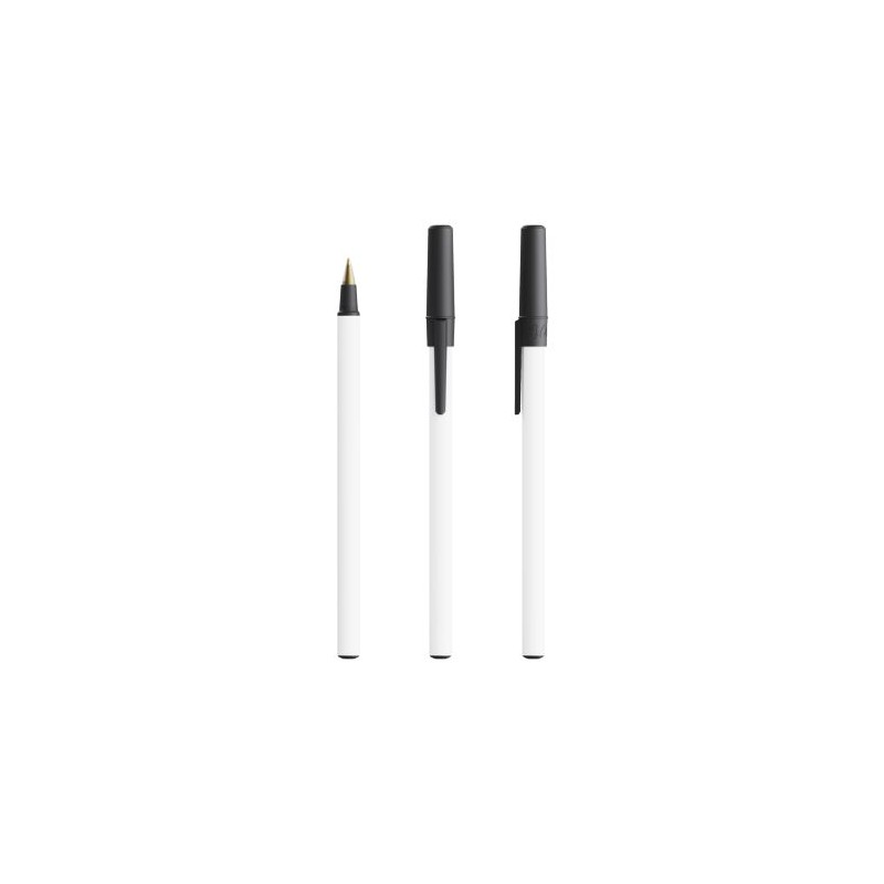Stylo Bille Éco-responsable Personnalisé Round Stic® BIC® Couleurs : blanc marquage laser ultra précis