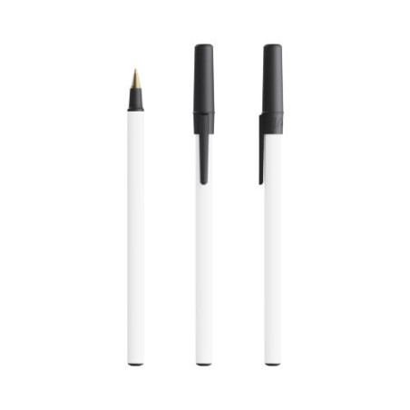Stylo Bille Éco-responsable Personnalisé Round Stic® BIC® Couleurs : blanc marquage laser ultra précis