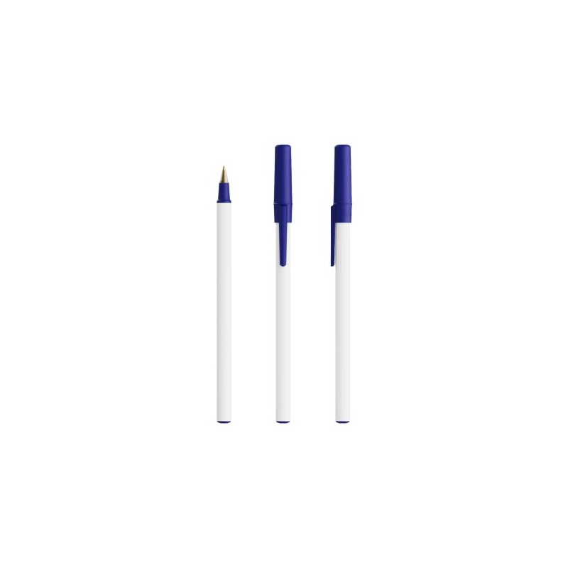 Stylo Bille Éco-responsable Personnalisé Round Stic® BIC® Couleurs : blanc objet publicitaire robuste