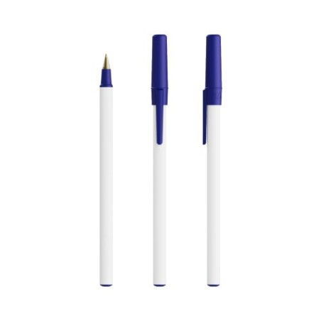 Stylo Bille Éco-responsable Personnalisé Round Stic® BIC® Couleurs : blanc objet publicitaire robuste