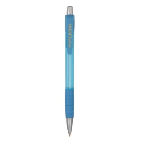 Stylo Éco-responsable Personnalisé Striped Grip pas cher Matières : plastique Couleurs : bleu clair objet publicitaire robuste