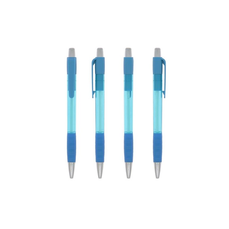 Stylo Éco-responsable Personnalisé Striped Grip pas cher Matières : plastique Couleurs : bleu clair objet promo petit budget