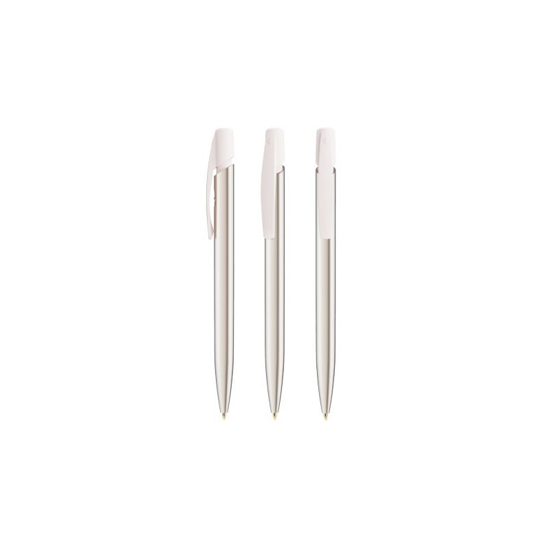Stylo Bille Éco-responsable Personnalisé de Qualité Media Clic Shine BIC® Matières : plastique Couleurs : argenté impression hau