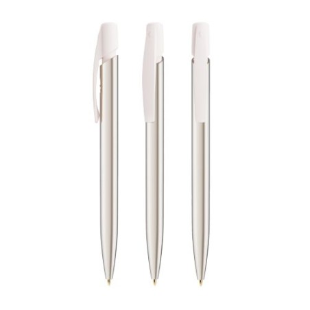 Stylo Bille Éco-responsable Personnalisé de Qualité Media Clic Shine BIC® Matières : plastique Couleurs : argenté impression hau