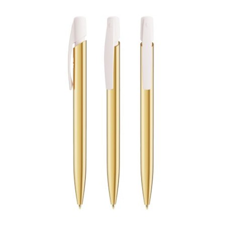 Stylo Bille Éco-responsable Personnalisé de Qualité Media Clic Shine BIC® Matières : plastique Couleurs : doré marquage laser ul