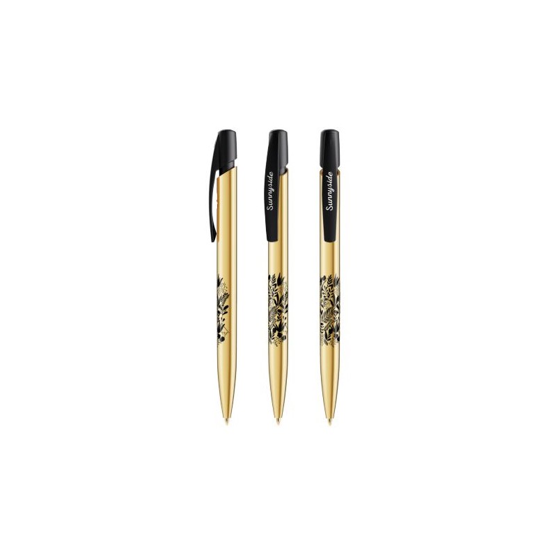 Stylo Bille Éco-responsable Personnalisé de Qualité Media Clic Shine BIC® Matières : plastique Couleurs : doré objet promotionne