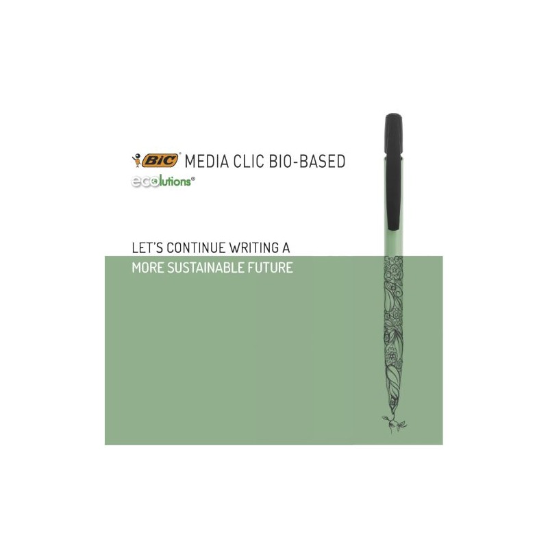 Stylo Bille Éco-responsable Personnalisé Media Clic BIO BIC® Couleurs : bleu personnalisation sur mesure