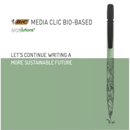 Stylo Bille Éco-responsable Personnalisé Media Clic BIO BIC® Couleurs : bleu personnalisation sur mesure