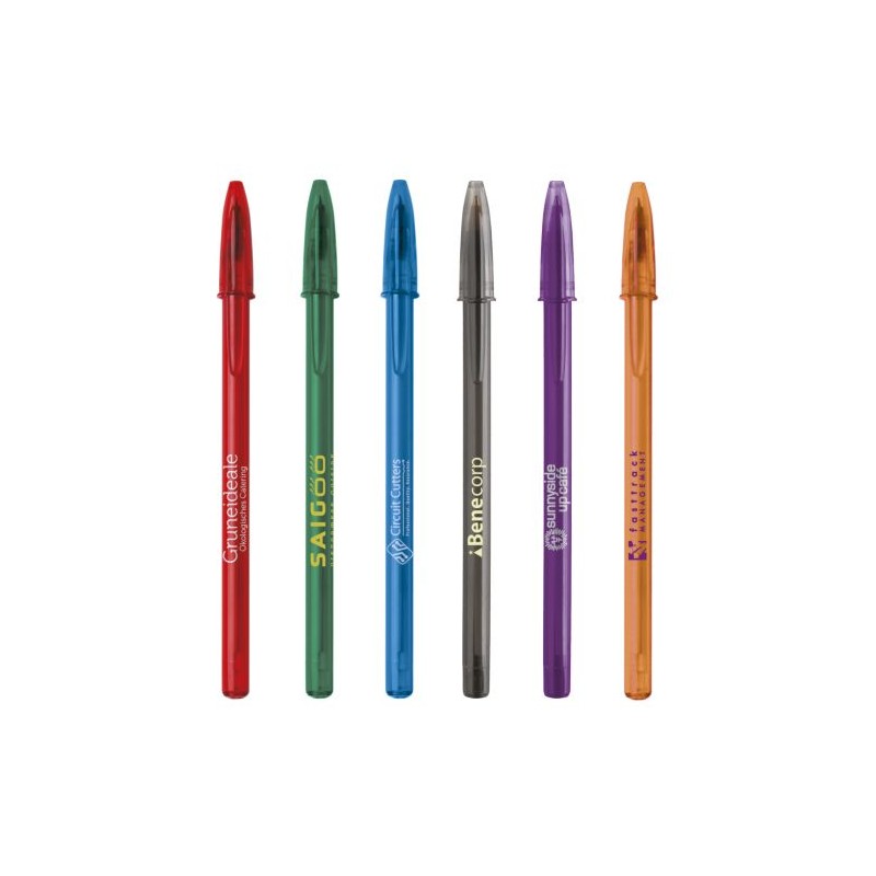 Stylo Bille Personnalisé Éco-responsable BIC® Style Matières : plastique Couleurs : vert clair transparent cadeau collaborateur 