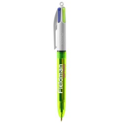 Stylo bille fluo personnalisé 4 couleurs avec lanyard BIC® Matières : plastique Couleurs : jaune transparent 2