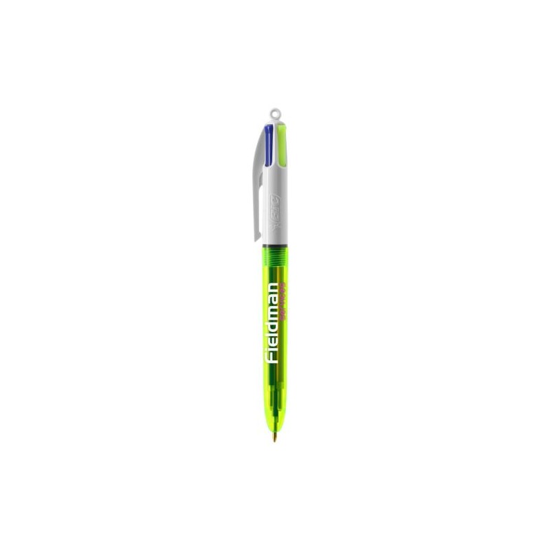 Stylo bille fluo personnalisé 4 couleurs avec lanyard BIC® Matières : plastique Couleurs : jaune transparent personnalisable ave