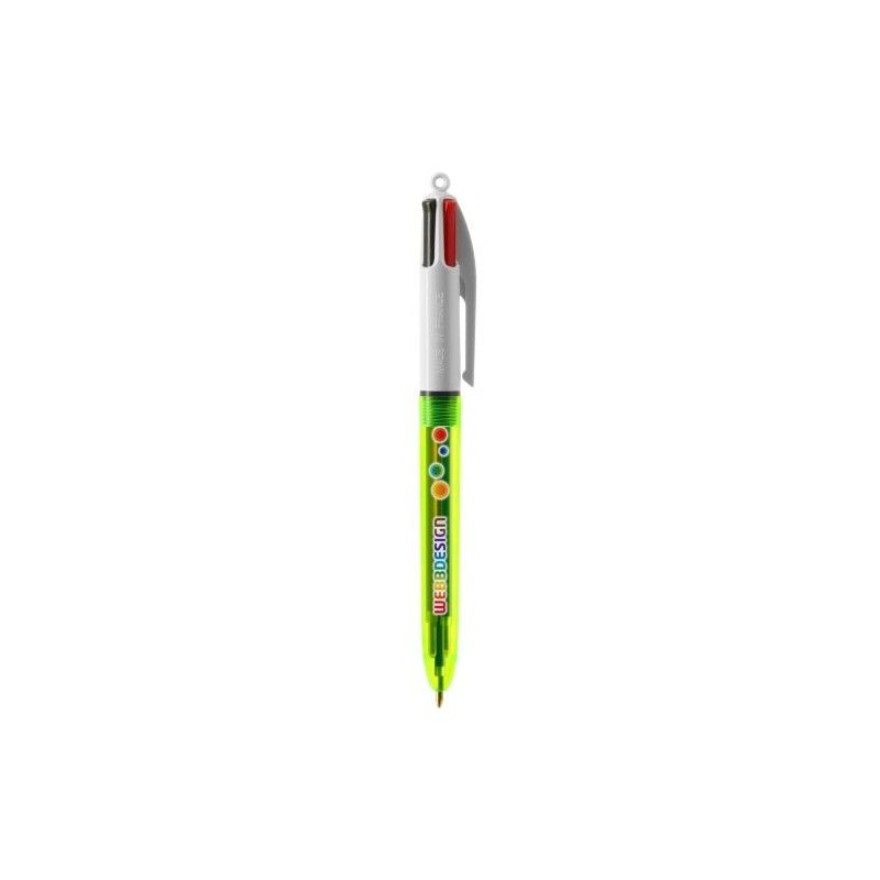 Stylo bille fluo personnalisé 4 couleurs avec lanyard BIC® Matières : plastique Couleurs : jaune transparent cadeau entreprise p