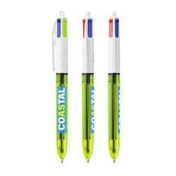 Stylo Bille Fluo 4 Couleurs avec Lanyard - BIC® Objets Publicitaires Matières : plastique Couleurs : jaune transparent