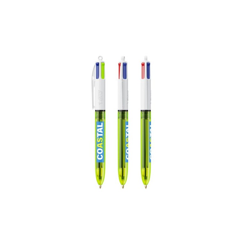 Stylo Bille Fluo 4 Couleurs avec Lanyard - BIC® Objets Publicitaires Matières : plastique Couleurs : jaune transparent