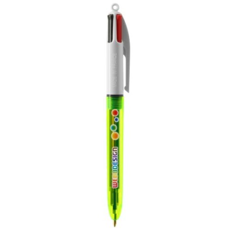 Stylo Bille Fluo 4 Couleurs avec Lanyard - BIC® Objets Publicitaires Matières : plastique Couleurs : jaune transparent cadeau en