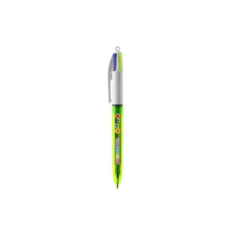 Stylo Bille Fluo 4 Couleurs avec Lanyard - BIC® Objets Publicitaires Matières : plastique Couleurs : jaune transparent accessoir