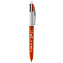 Stylo publicitaire 4 couleurs fluo à bille avec lanyard - BIC® Matières : plastique Couleurs : blanc 2