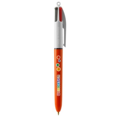 Stylo publicitaire 4 couleurs fluo à bille avec lanyard - BIC® Matières : plastique Couleurs : blanc personnalisable avec votre 