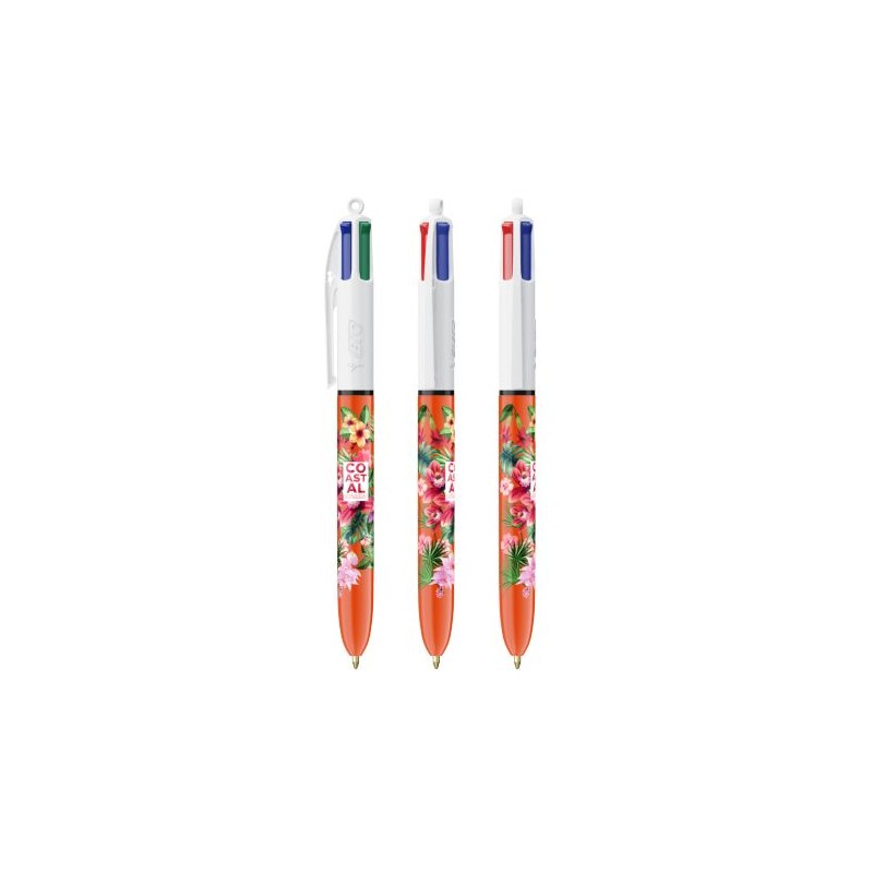 Stylo Bille Multicouleur Personnalisé 4 Couleurs BIC® Matières : plastique Couleurs : blanc