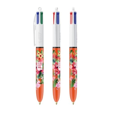 Stylo Bille Multicouleur Personnalisé 4 Couleurs BIC® Matières : plastique Couleurs : blanc