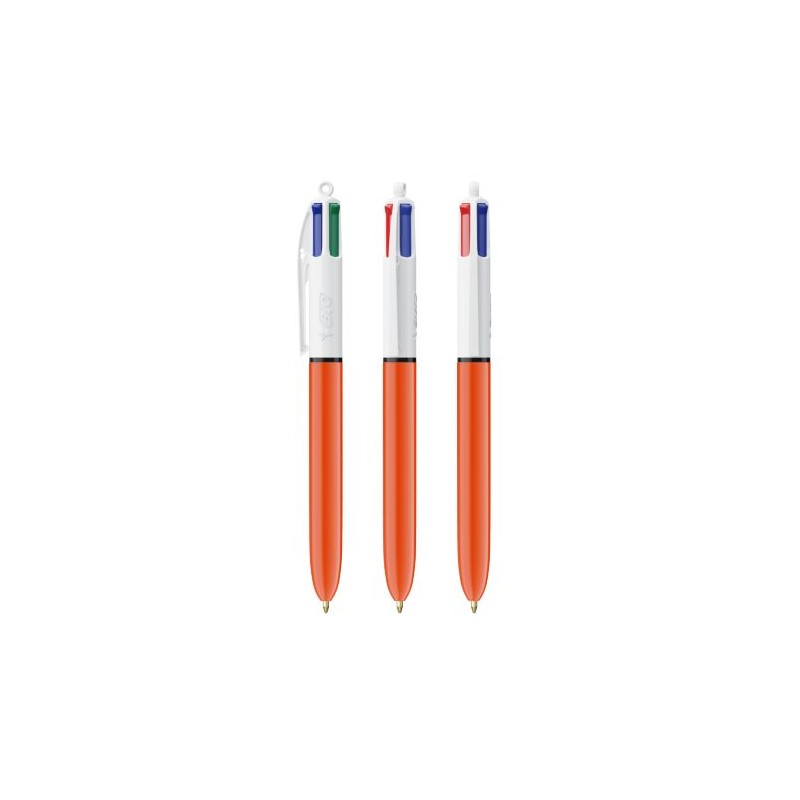 Stylo Bille Multicouleur Personnalisé 4 Couleurs BIC® Matières : plastique Couleurs : blanc impression haute définition