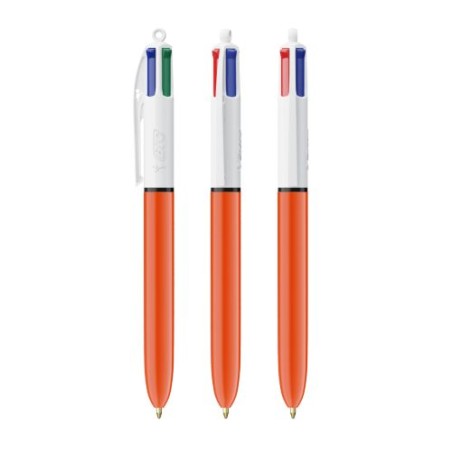 Stylo Bille Multicouleur Personnalisé 4 Couleurs BIC® Matières : plastique Couleurs : blanc impression haute définition