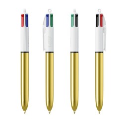 Stylo Bille Personnalisé 4 Couleurs Shine avec Lanyard - BIC® Matières : plastique Couleurs : blanc 2