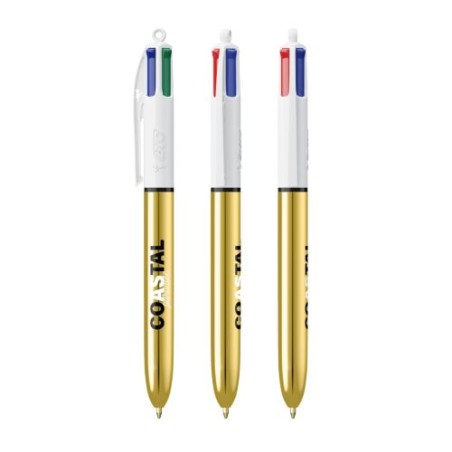 Stylo Bille Personnalisé 4 Couleurs Shine avec Lanyard - BIC® Matières : plastique Couleurs : blanc cadeau client original