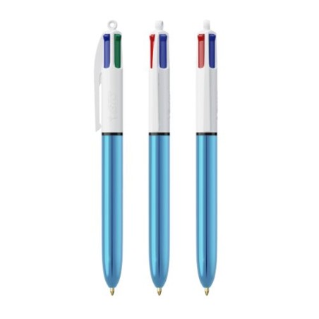 Stylo Bille Personnalisé 4 Couleurs Shine avec Lanyard - BIC® Matières : plastique Couleurs : blanc livraison express 24h 48h