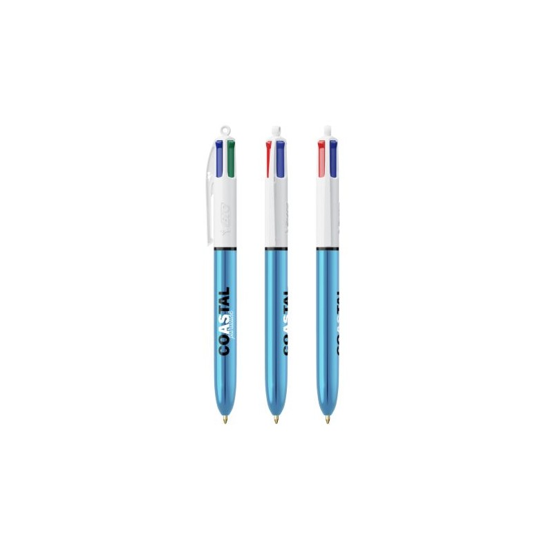Stylo Publicitaire 4 Couleurs Brillant BIC® Matières : plastique Couleurs : blanc