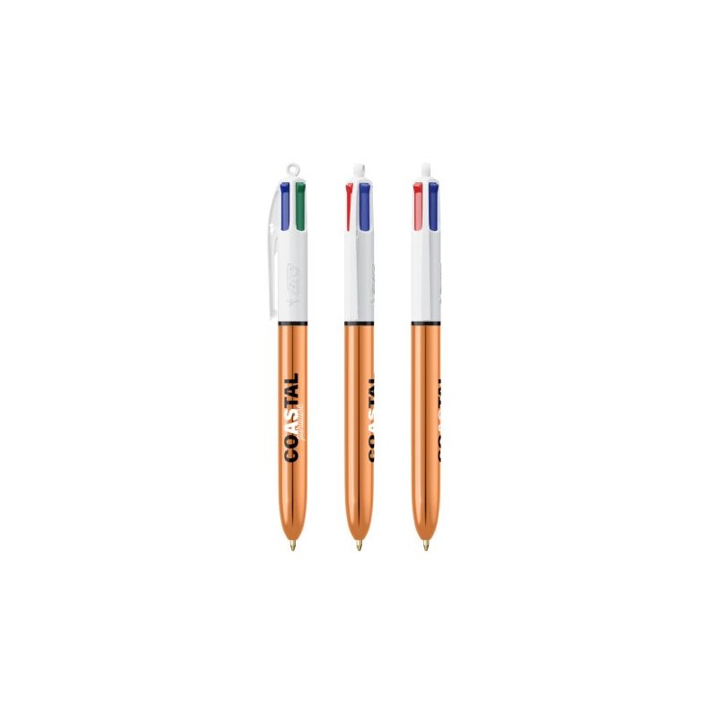 Stylo Publicitaire 4 Couleurs Brillant BIC® Matières : plastique Couleurs : blanc cadeau collaborateur premium
