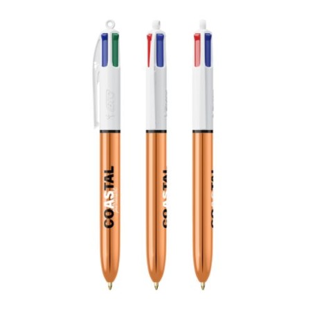 Stylo Publicitaire 4 Couleurs Brillant BIC® Matières : plastique Couleurs : blanc cadeau collaborateur premium
