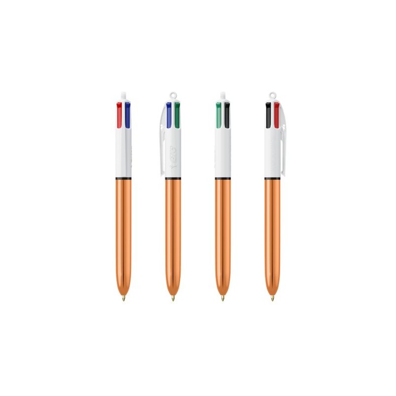 Stylo Publicitaire 4 Couleurs Brillant BIC® Matières : plastique Couleurs : blanc cadeau client original